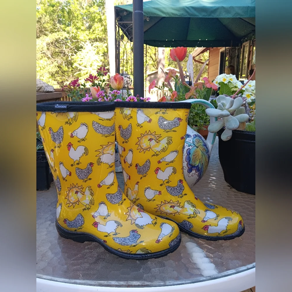 Sloggers Garden/Rain Boots Bright Sunny Chickens - Picture 8 of 9